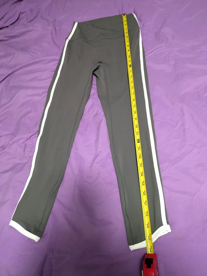 Gris Oscuro Cintura Alta Blanco Rayas Laterales Leggings Talla S Ropa Deportiva Gimnasio Deportivo Foto 4 de 4