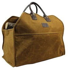 Heavy Duty Wax Canvas Log Carrier Tote,Large Fire Wood Bag,Durable Chrome Red