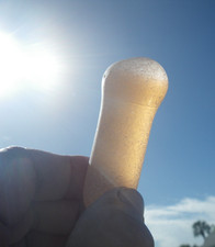 Sea Glass, Tan / Amber Pestle Looking with a Clear End