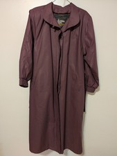 Vintage Women's 8 Reg London Fog Trench Coat Wamsutta Plum Long USA Made Woven