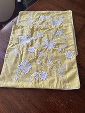Pr Of Yellow Linen Pillow Covers w White Floral Embroidery 18x17 Canada