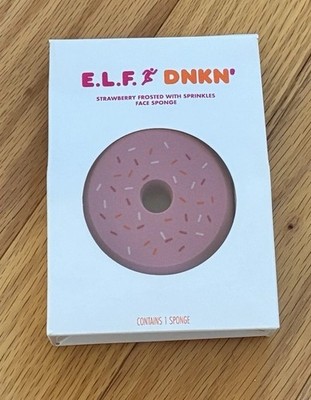 ELF x Dunkin Limited Edition Strawberry Frosted w/ Sprinkles Donut Sponge NIB !