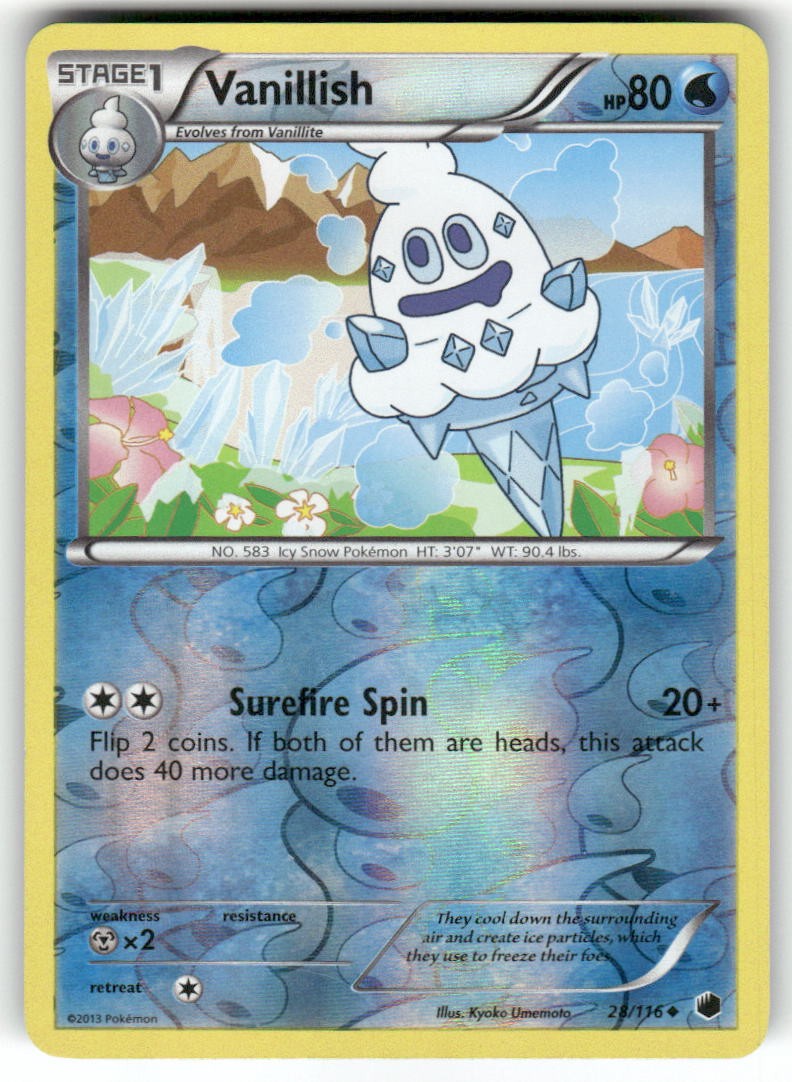 VANILLISH - 28/116 - LP - Plasma Freeze - REVERSE HOLO Uncommon - Pokemon