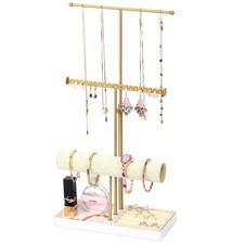 Jewelry Organizer Stand with Velvet Bracelet Holder, 3 Tier Sturdy Hangers fo...