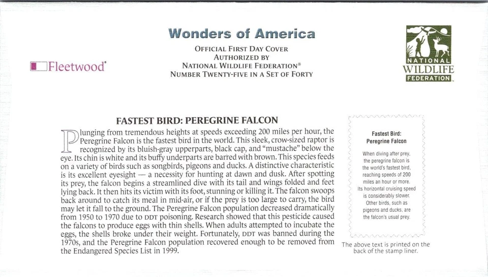 FDC 2006 SC #4038 Fleetwood Cachet, Peregrine Falcon - Cancelación DC - J18075 Foto 2 de 2