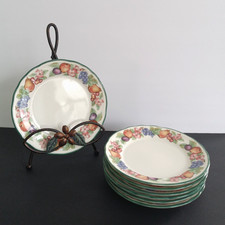 Epoch Noritake MARKET DAY Baroque Fruit Border Green Trim Dinner Plate Set of 3