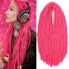 Wool Dreadlock Extensions 20 Inch 20 Strands Hot Pink DE Dreads Soft Double Ende