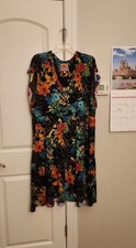 Johnny Was Nero Sequence Tiered Tea Length Dress w/ Floral Pattern Size XXL