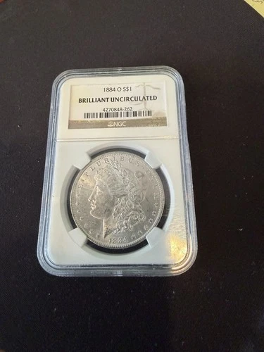 SILVER 1884 O NGC BRILLIANT UNCIRCULATED 1 DOLLAR US