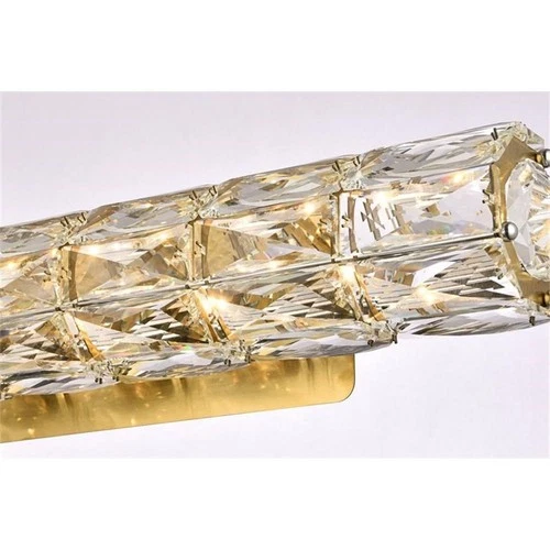 Elegant Lighting Valetta 18" Metal and Crystal LED Linear Wall Sconce in Gold - Picture 4 of 8