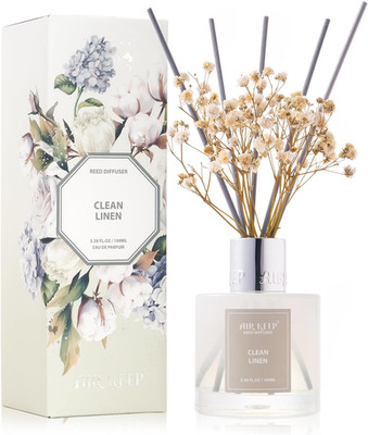 Reed Diffuser Set,3.38 Fl Oz (100 Ml) - Clean Linen Oil Diffusers with 8 Reed St