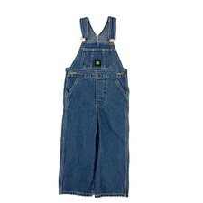 John Deere Toddler Boys Denim Overalls Blue Wash Cotton Buckle - Size 4T