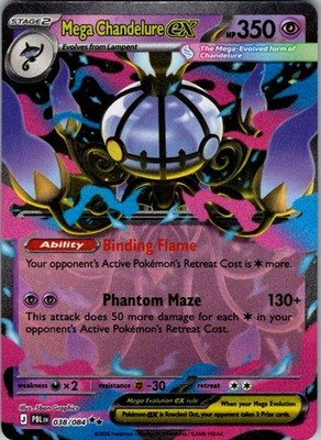 Pokemon Pitch Black Mega Chandelure ex 038/084 NM Holofoil