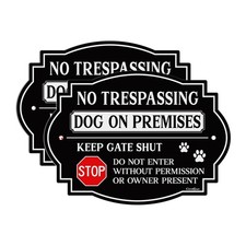 GicnKeuz No Trespassing Dog On Premises Sign, 9.5" 6.7" Beware Of Dog Signs