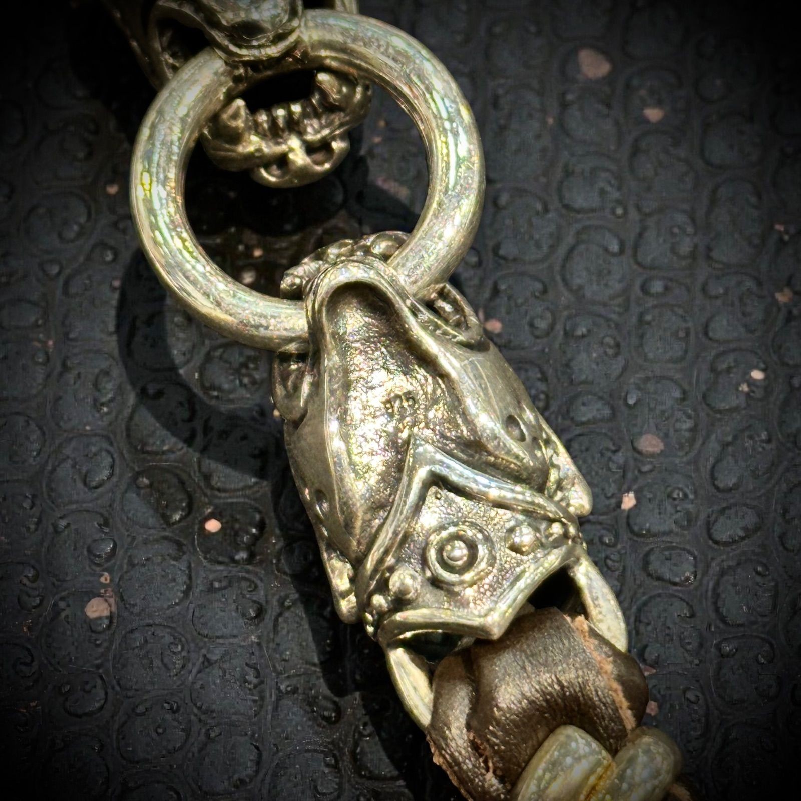 Silver 925 Panther Leather Bracelet 22cm Men's Jewelry From Japan thumbnail 5