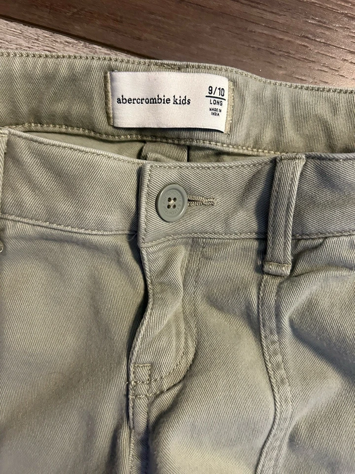 Pantalones de mezclilla cargo Abercrombie niños niñas pierna ancha verde talla 9/10 cintura larga ajustable Foto 4 de 4