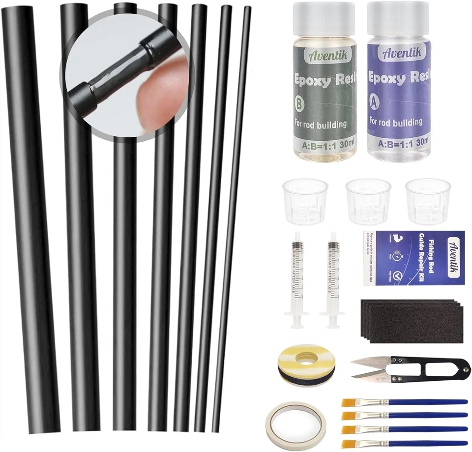 Fishing Rod Repair Kit Complete with Glue and Tip Replacement, Carbon Fiber Stic - Image 3 of 4