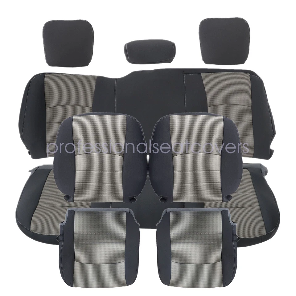 Cubierta de asiento de tela gris para banco delantero/segunda fila delantera/trasera Dodge Ram 1500 2009-2012 Foto 2 de 4