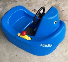 Vintage Little Tikes Blue Tug Boat Child Toddler Size Wheel Horn Works