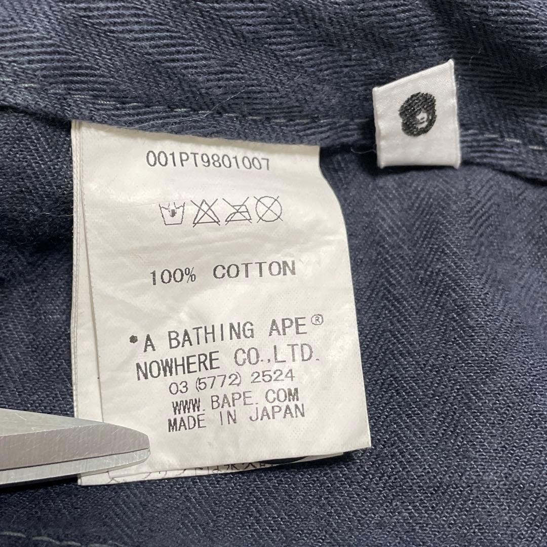 A Bathing Ape BAPE Cotton Herringbone Straight Cargo Pants Navy XL BA0226131 thumbnail 17