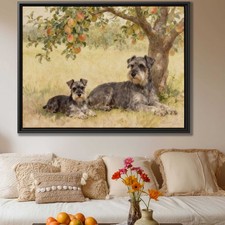 Watercolor Dog Schnauzer Canvas Print Animal Wall Art Decor Pet Artwork Framed