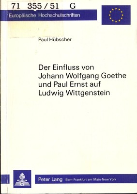 Der Einfluss von Johann Wolfgang Goethe und Paul Ernst auf Ludwig Wittgenstein H