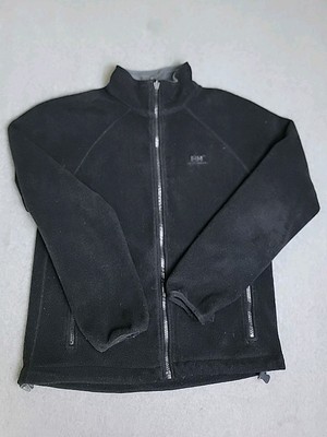Helly Hansen Fleece Jacket Mens Small Black Full Zip Pockets Embroidered   Ski