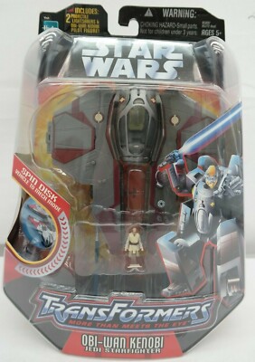 Star Wars Transformers Obi Wan Kenobi Jedi Starfighter Action Figure  TY