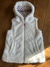 Mini Boden Girls Sherpa Hooded Cream Furry Vest Size 9-10