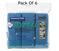 New 6 Pack WYPALL 83620 Microfiber Cleaning Cloths BLUE 15.75 x 15.75"