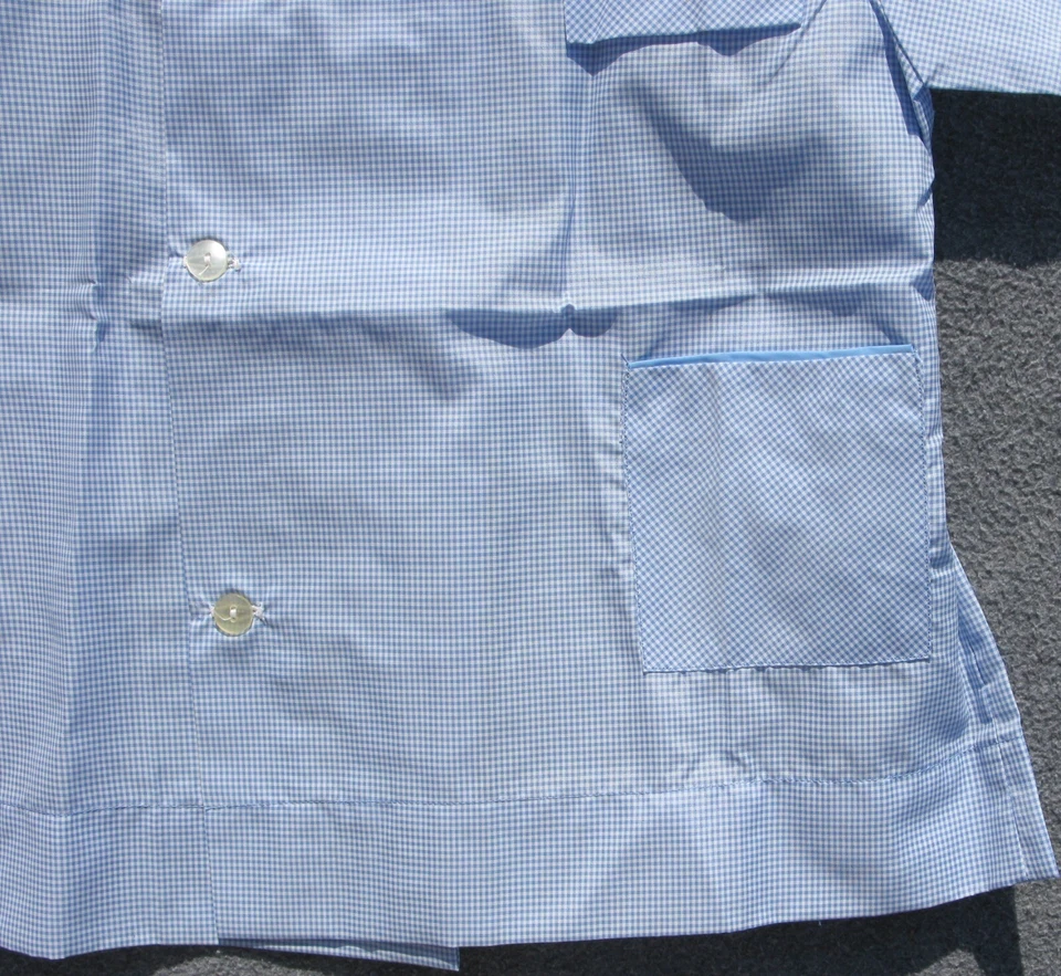 Authentique vintage Blouse Tablier enfant carreau vichy bleu Nylfrance 12 ans - Photo 2/4