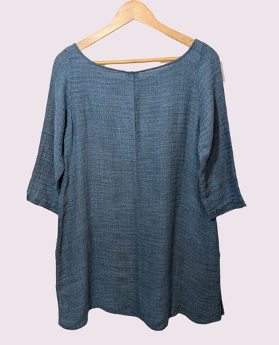 Vestido de mujer La bottega di brunella diseñador italiano azul lino algodón XS - Imagen 8 de 11