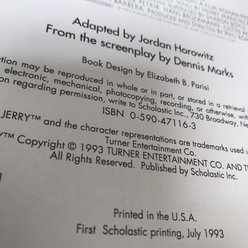 Tom and Jerry The Movie by Jordan Horowitz 1993 Trade Paperback Hanna Barbera - Imagen 12 de 12