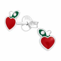 Glitzer Apfel Ohrringe Ohrstecker 925 Silber - Kinder Damen MäDchen Schmuck