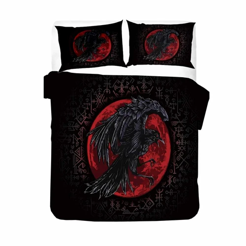 Norse Viking Rune Vegvisir Blood Eagle Duvet Quilt Cover Set Boy Bedding Single - Picture 10 of 28