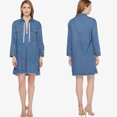 Joes Jeans Eveline Lace Up Denim Dress size Medium | eBay