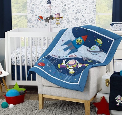 Disney Toy Story 3 Piece Baby Cot Bedding Set Blue Quilt Buzz Lightyear Woody - Picture 6 of 6