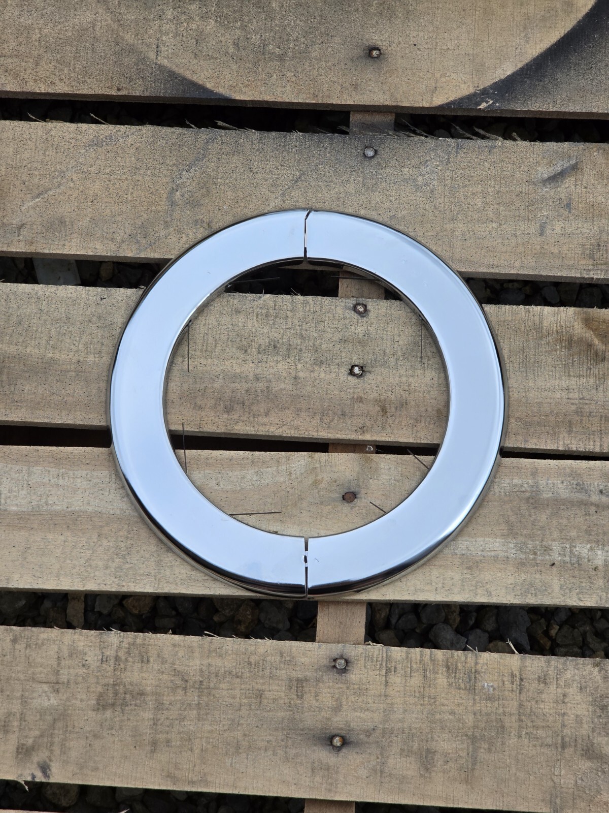 Two 6" IPS Chrome Split Pipe Spring Escutcheon Steel Flange Ring Wall Plate