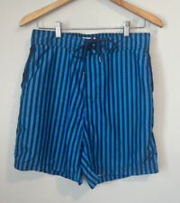 Beach Bros, Mens Striped Tie Swim Trunks, Blue, Size M