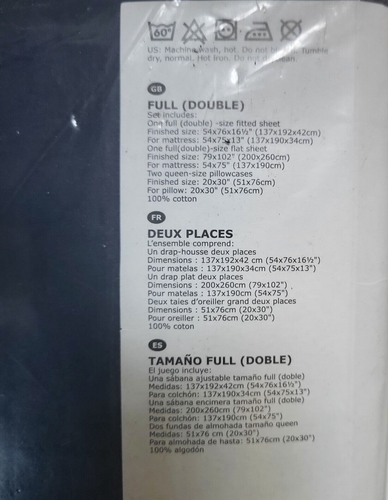 Juego de sábanas IKEA Skvattram completo/doble de 4 piezas azul oscuro - 100 % algodón - Imagen 5 de 5