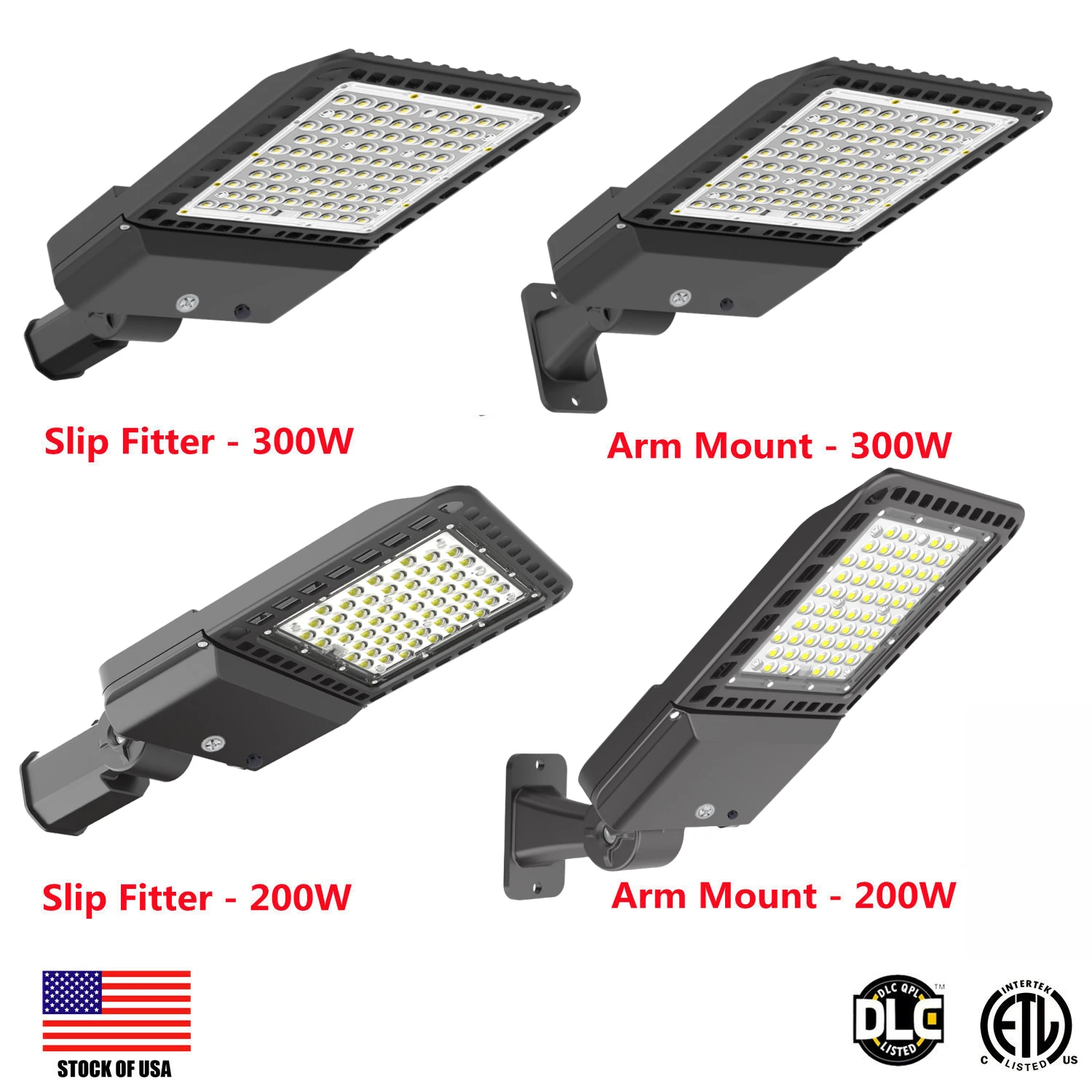 LED Parking Lot Shoebox Pole Light 200Watt 300W Commercial Street Area Light NEW