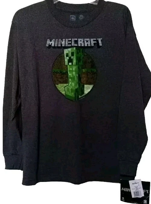 Minecraft Mojang Jinx с длинным рукавом серый пуловер молодежный XL 16-18 графический принт  - Изображение 4 из 4