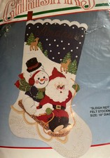 Bucilla Weihnachtsstrumpf-Set 'Weihnachtsmann An Der Tür' - Filzapplikation Mit Schmucksteinen, 45,7 Cm
