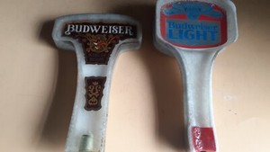 Vintage Budweiser king of Beers & Budweiser Light Beer Tap Handle Acrylic