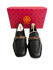 Tory Burch Perrine Loafer Shoes Size 8 Square Toe Block Heel Perfect Black NIB