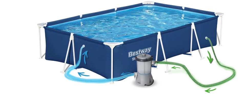 BESTWAY 7 in 1 Frame Pool Gartenpool Schwimmbecken Filterpumpe 221 x 150 x 43 cm - Bild 4 von 4