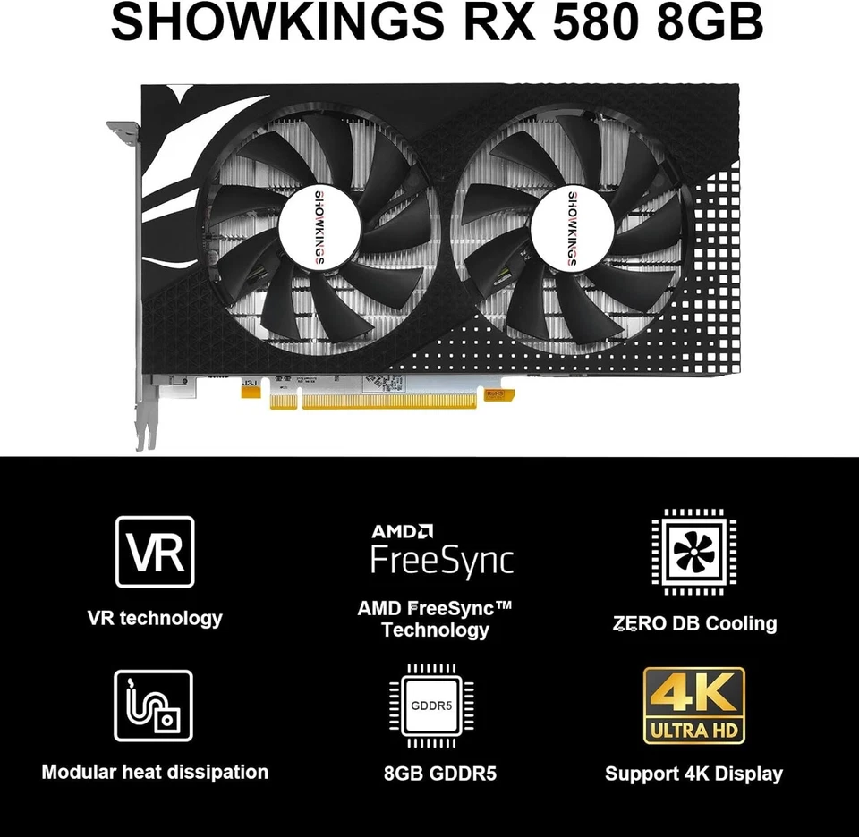 Graphics Card Radeon RX 580 8GB GPU, New/Unopened, Fast PC Gaming/Office Work. - Image 3 of 4