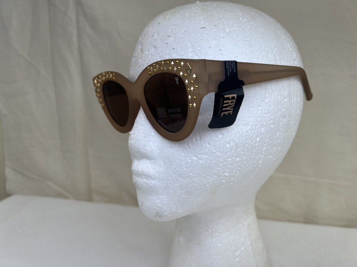 Frye & Co. 1021 GOLD Square Cat Eye Studded Bulky Sunglasses  display picture 3