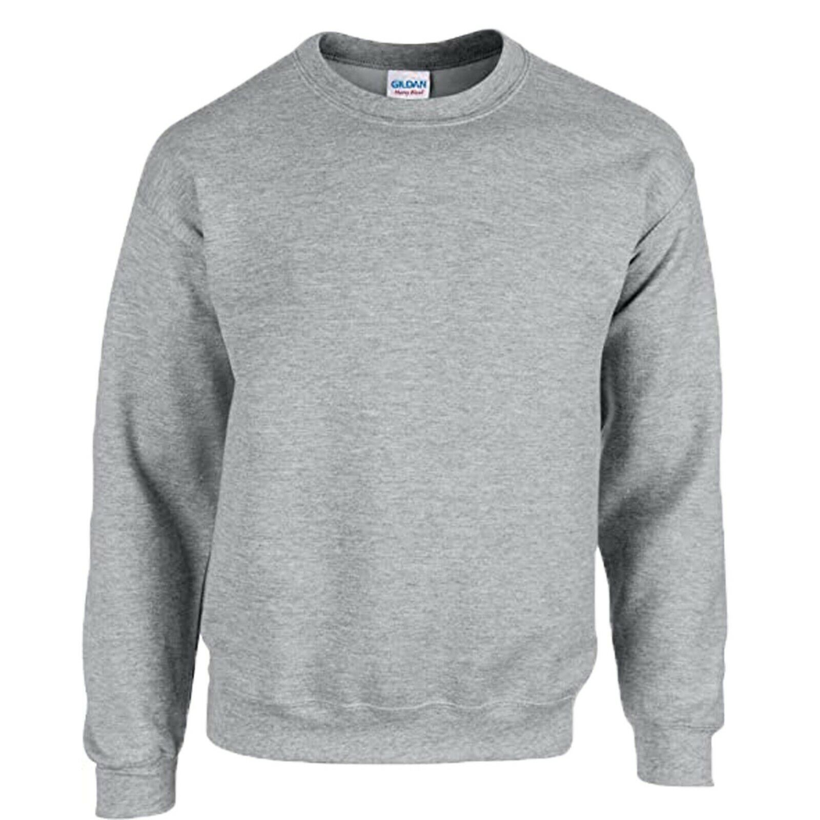 Gildan Sweatshirt Men's Heavyweight Cotton Poly Long Sleeve Crew Neck,  Gray, 4XL