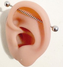 STERILIZED TWISTED INDUSTRIAL BARBELL 316L Surgical Steel 14g 1-1/2" Length.